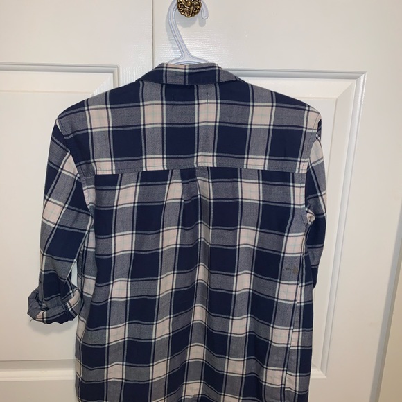 blue, white, pink kids/ teen flannel (L- 10-12) - Picture 3 of 3